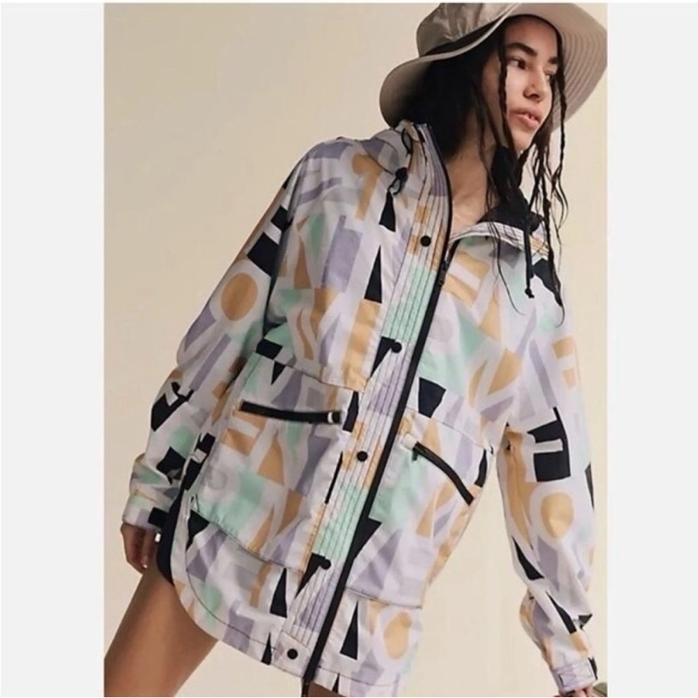 Free People Singing in the Rain Printed Packable Jacket Size XS NWT